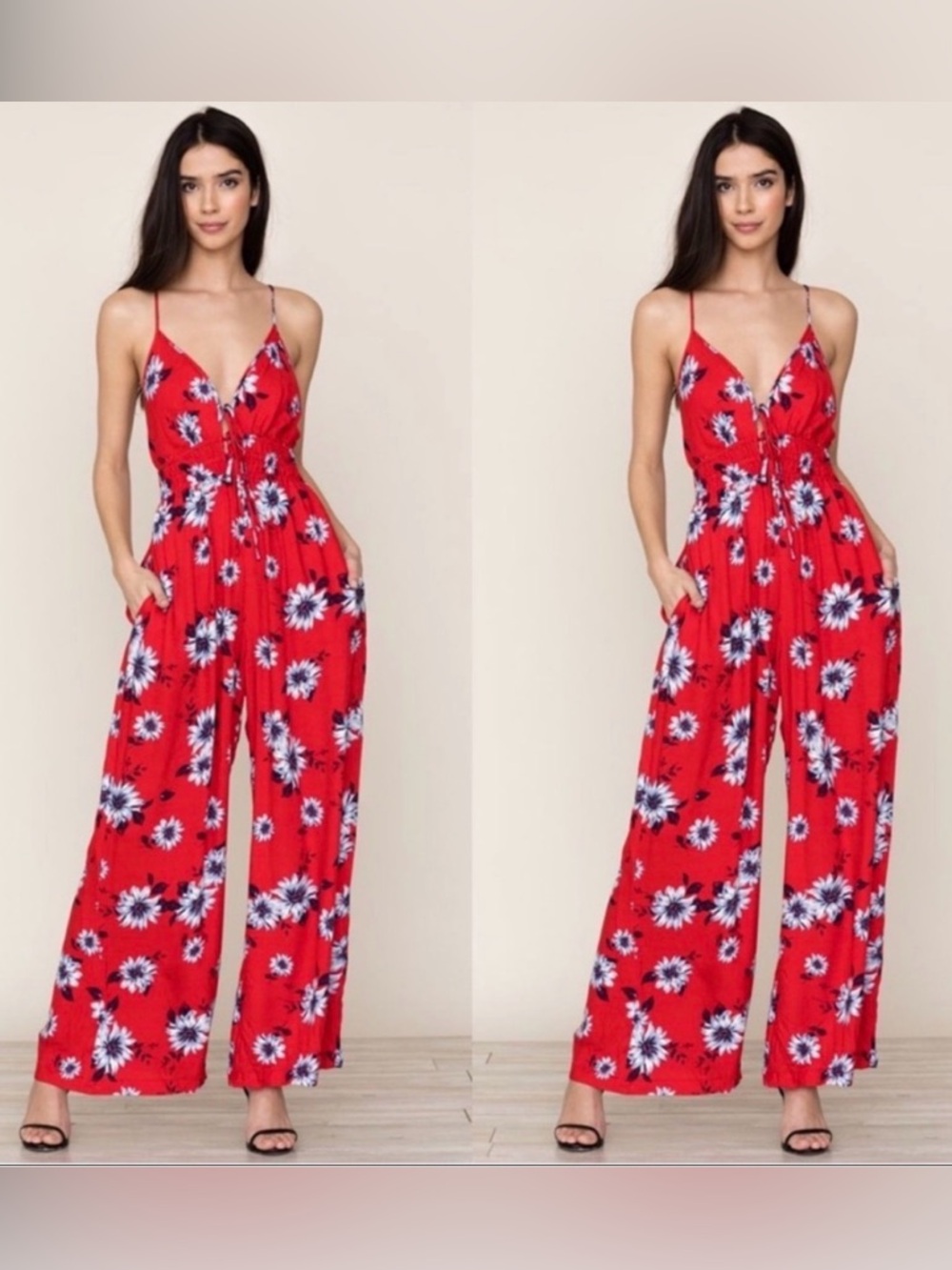 Yumi Kim Madison Ave Red Floral Wide-Leg Jumpsuit